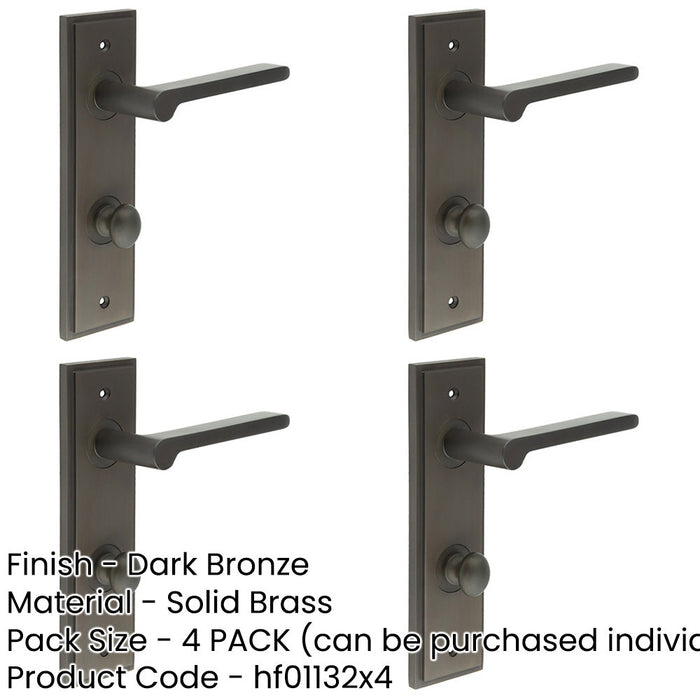 PACK Elegant Dark Bronze Bathroom Door Handle with Backplate Turn Release Solid Brass Interior Handle (2)-1