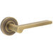 Antique Brass Door Handle with Plain Rose Design Classic Elegance Solid Brass Interior Handle