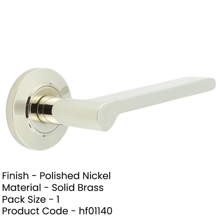 Elegant Chamfered Rose Door Handle Polished Nickel Solid Brass Interior Handle-1
