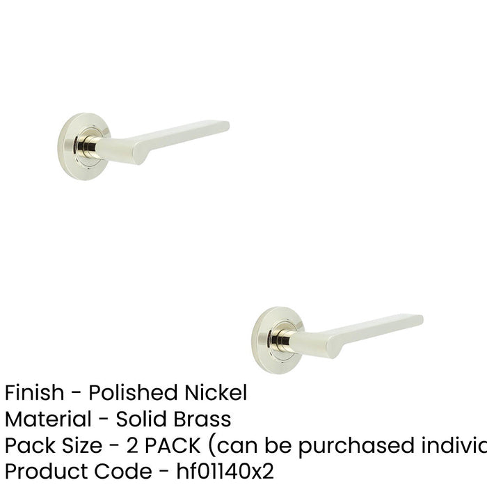 PACK Elegant Chamfered Rose Door Handle Polished Nickel Solid Brass Interior Handle (3)-1