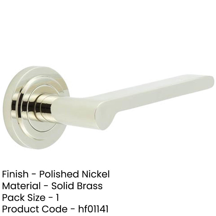 Elegant Polished Nickel Door Handle with Stepped Rose Design Solid Brass Interior Handle-1