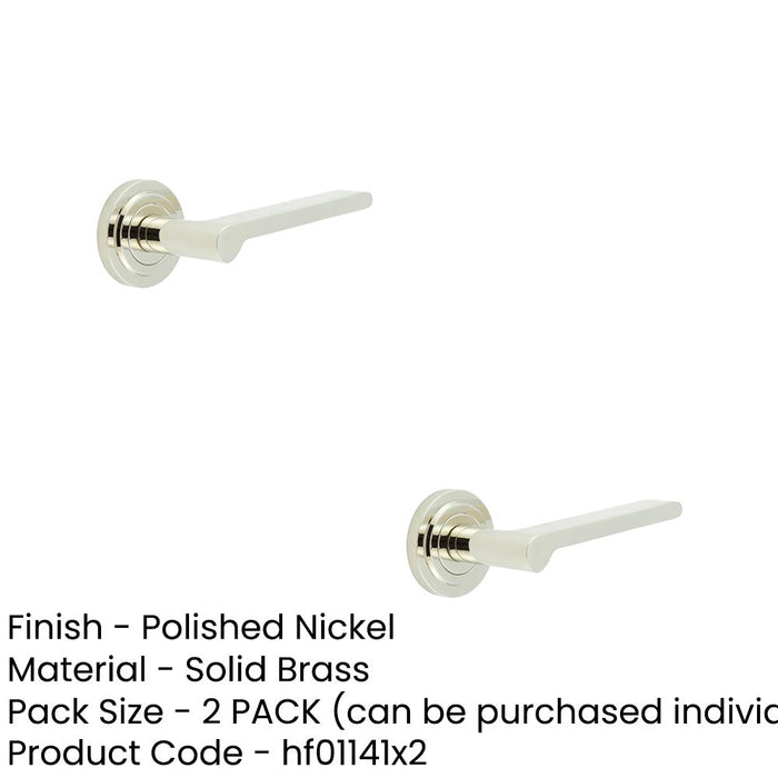 PACK Elegant Polished Nickel Door Handle with Stepped Rose Design Solid Brass Interior Handle (3)-1