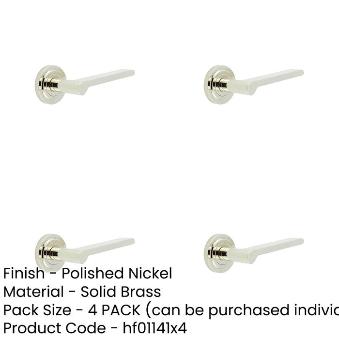 PACK Elegant Polished Nickel Door Handle with Stepped Rose Design Solid Brass Interior Handle-1