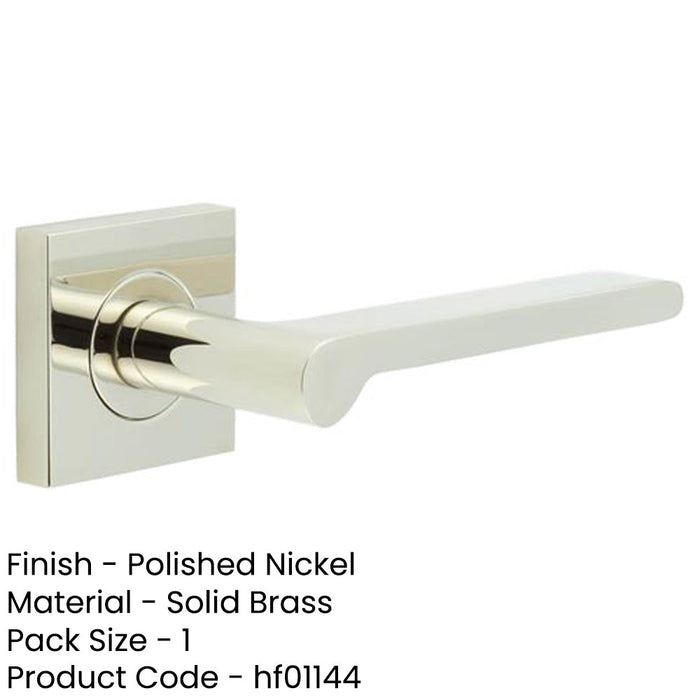 Sleek Square Door Handle with Polished Nickel Finish Solid Brass Interior Handle-1