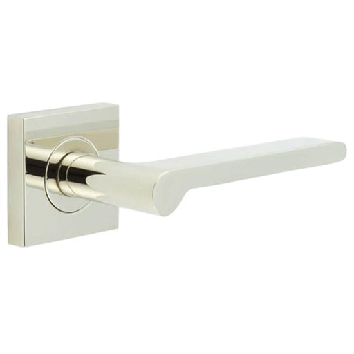 Sleek Square Door Handle with Polished Nickel Finish Solid Brass Interior Handle