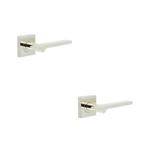 PACK Sleek Square Door Handle with Polished Nickel Finish Solid Brass Interior Handle (1)