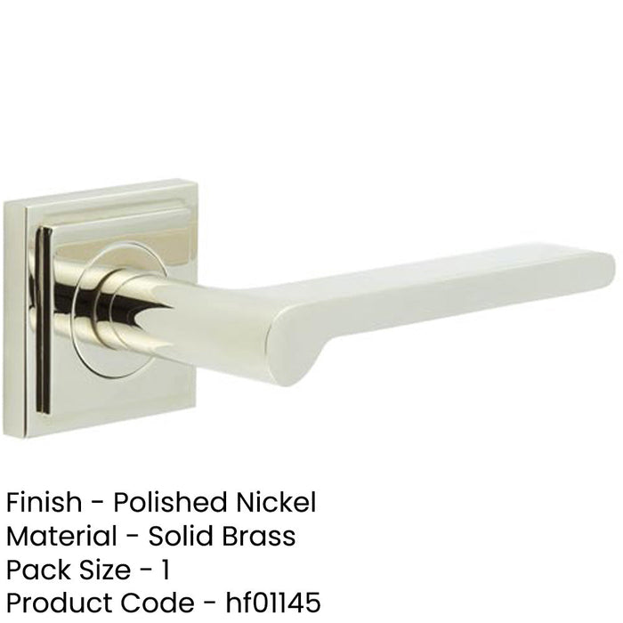 Luxury Polished Nickel Door Handle with Square Stepped Rose Solid Brass Interior Handle-1