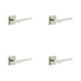 PACK Luxury Polished Nickel Door Handle with Square Stepped Rose Solid Brass Interior Handle