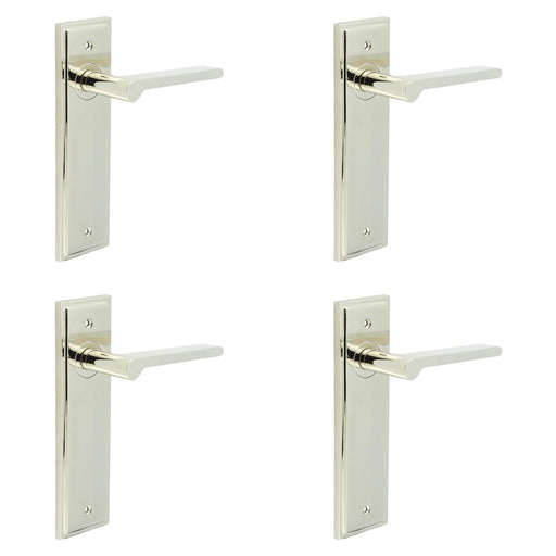 PACK Polished Nickel Door Handle Latch with Elegant Backplate Design Solid Brass Interior Handle