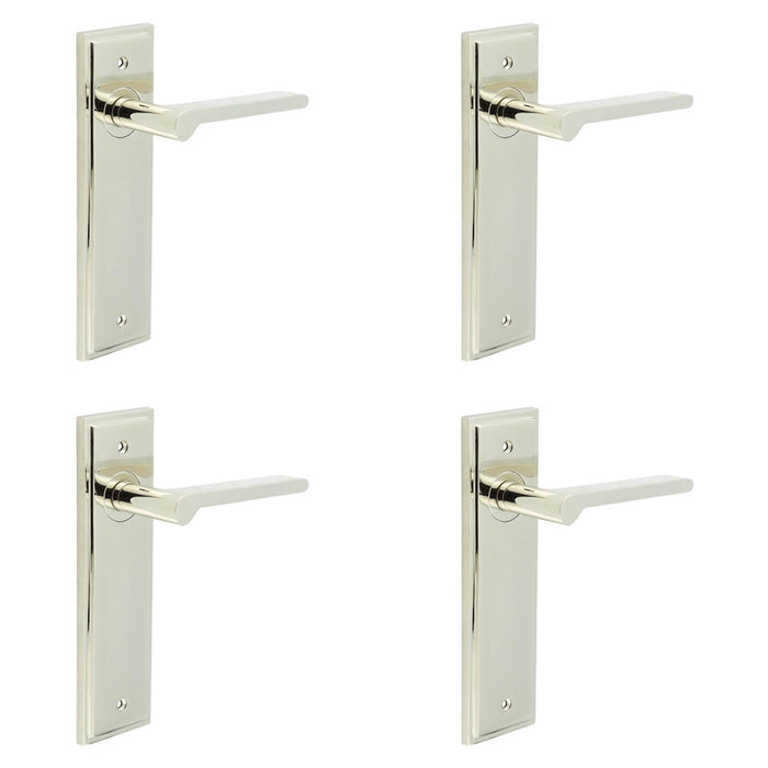 PACK Polished Nickel Door Handle Latch with Elegant Backplate Design Solid Brass Interior Handle