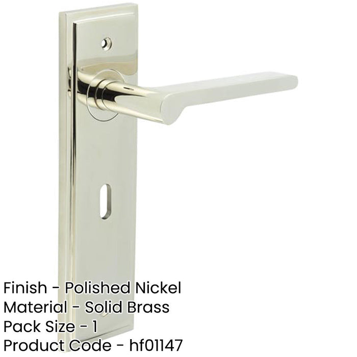 Premium Polished Nickel Door Handle Lock Backplate Solid Brass Interior Handle-1