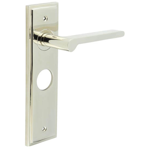 Elegant Polished Nickel Door Handle Lock Backplate Stylish Interiors Solid Brass Interior Handle