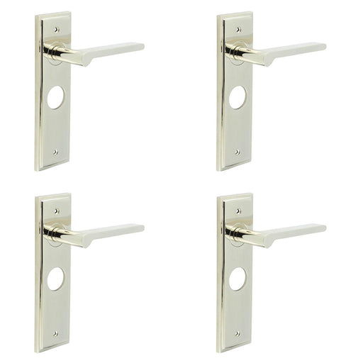 PACK Elegant Polished Nickel Door Handle Lock Backplate Stylish Interiors Solid Brass Interior Handle