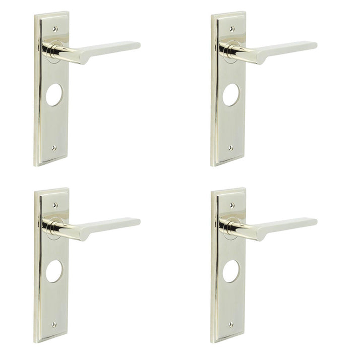 PACK Elegant Polished Nickel Door Handle Lock Backplate Stylish Interiors Solid Brass Interior Handle