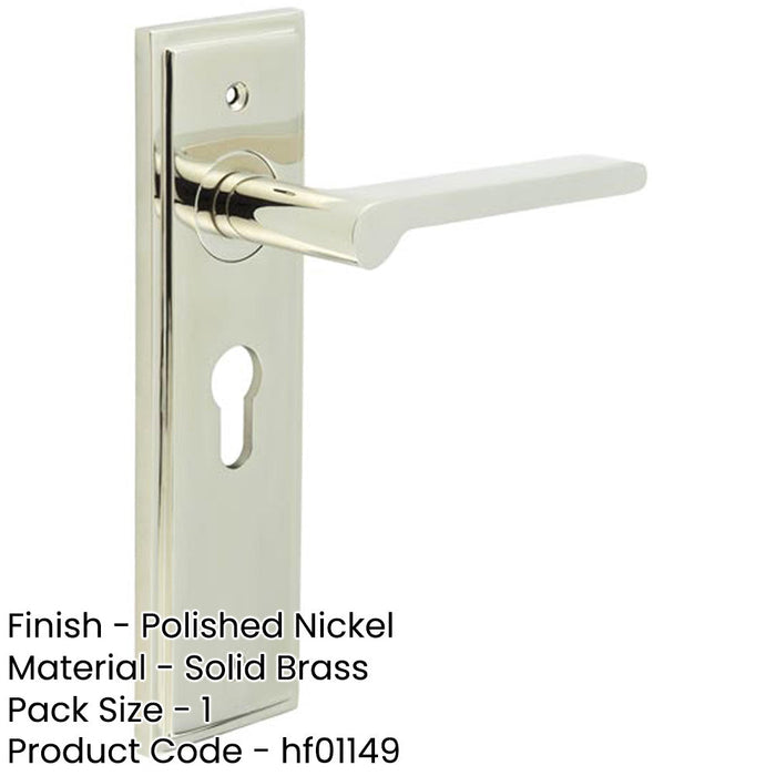 Elegant Polished Nickel Door Handle with Euro Backplate Solid Brass Interior Handle (1)-1