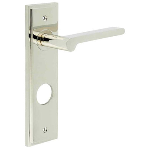 Luxurious Polished Nickel Door Handle with Backplate Bathrooms Solid Brass Interior Handle