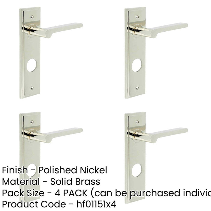 PACK Luxurious Polished Nickel Door Handle with Backplate Bathrooms Solid Brass Interior Handle-1