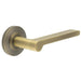 Elegant Chamfered Rose Door Handle Antique Brass Solid Brass Interior Handle