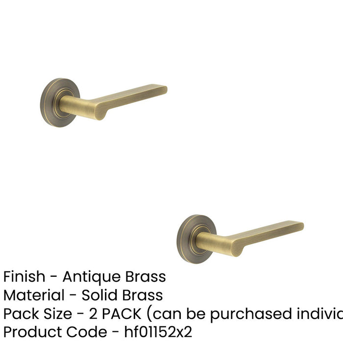 PACK Elegant Chamfered Rose Door Handle Antique Brass Solid Brass Interior Handle (2)-1