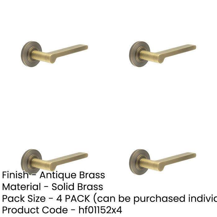 PACK Elegant Chamfered Rose Door Handle Antique Brass Solid Brass Interior Handle-1