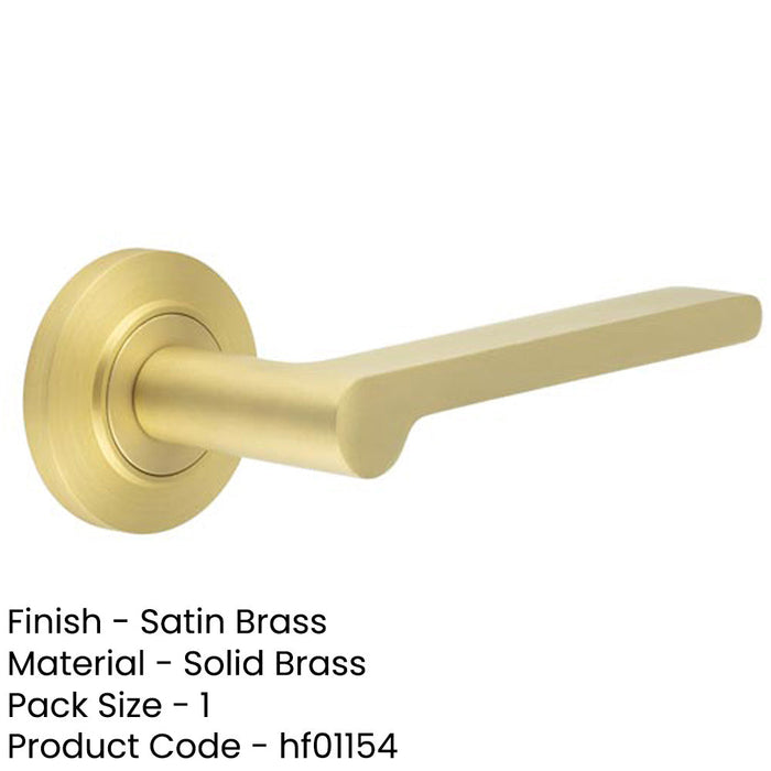 Elegant Satin Brass Door Handle with Chamfered Rose Design Solid Brass Interior Handle-1
