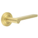 Elegant Satin Brass Door Handle with Chamfered Rose Design Solid Brass Interior Handle