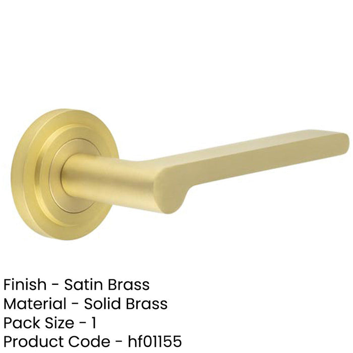 Satin Brass Door Handle with Stepped Rose Design Elegant Interiors Solid Brass Interior Handle-1