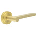 Satin Brass Door Handle with Stepped Rose Design Elegant Interiors Solid Brass Interior Handle