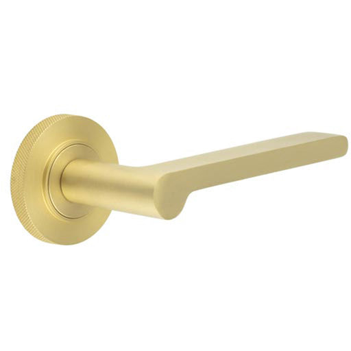 Elegant Knurled Satin Brass Door Handle Stylish Interiors Solid Brass Interior Handle