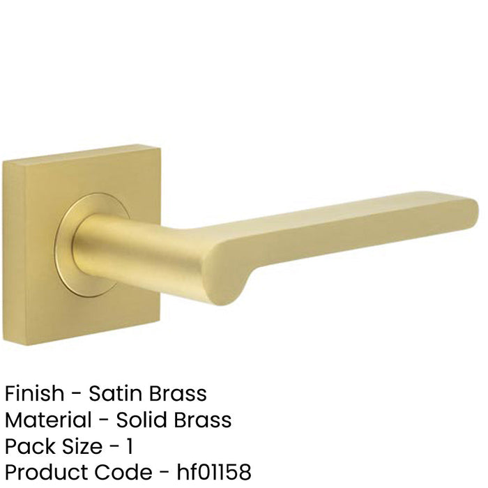 Stylish Square Plain Rose Door Handle Satin Brass Finish Solid Brass Interior Handle-1