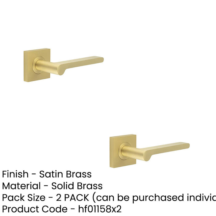 PACK Stylish Square Plain Rose Door Handle Satin Brass Finish Solid Brass Interior Handle (1)-1