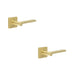 PACK Stylish Square Plain Rose Door Handle Satin Brass Finish Solid Brass Interior Handle (1)