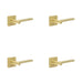 PACK Stylish Square Plain Rose Door Handle Satin Brass Finish Solid Brass Interior Handle