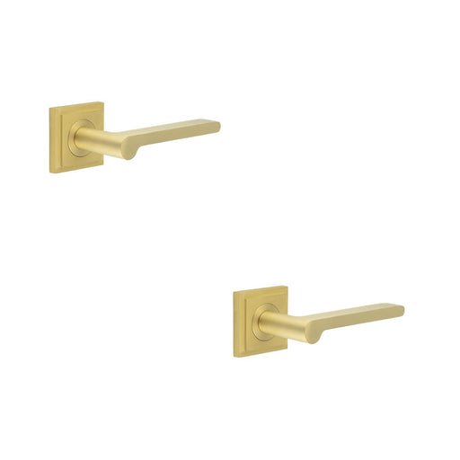 PACK Elegant Square Stepped Rose Satin Brass Door Handle Modern Interiors Solid Brass Interior Handle (1)