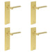 PACK Elegant Satin Brass Door Handle Latch Backplate Modern Interiors Solid Brass Interior Handle