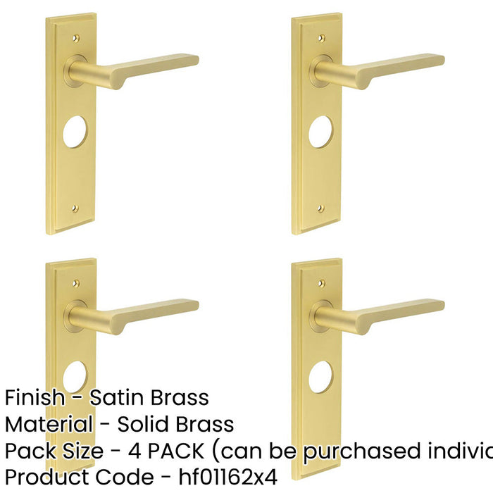 PACK Satin Brass Bathroom Door Handle with Backplate Stylish Interiors Solid Brass Interior Handle-1