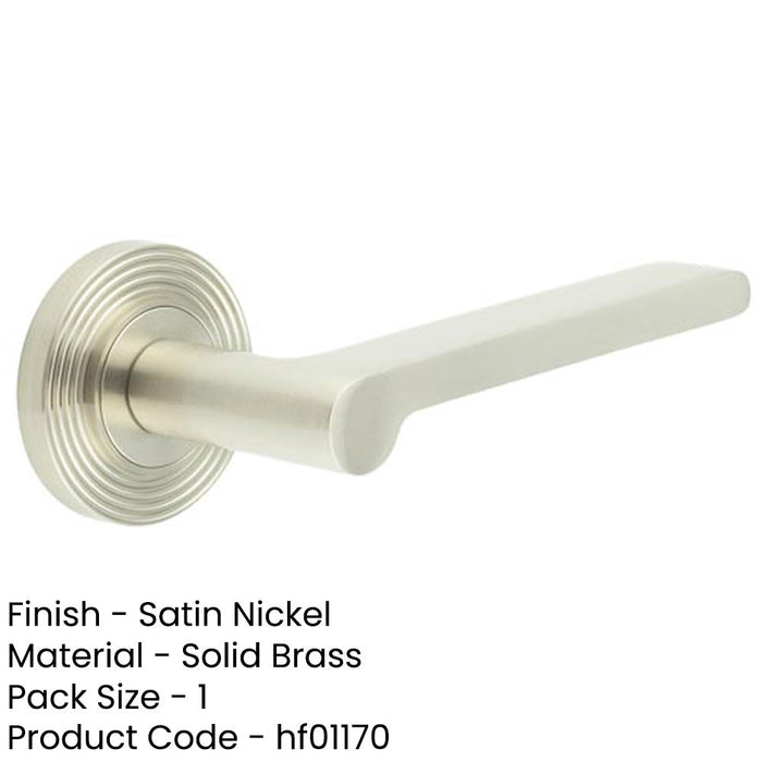 Satin Nickel Reeded Rose Door Handle Modern Homes Solid Brass Interior Handle-1