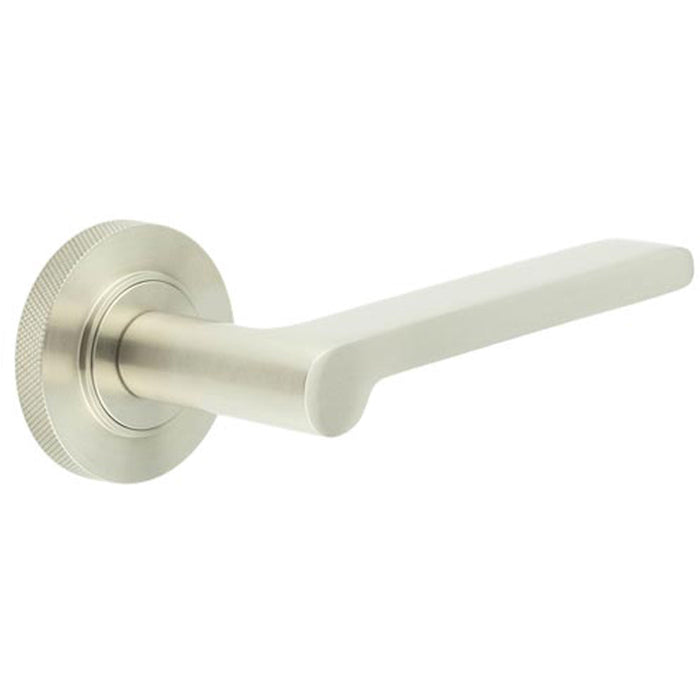 Elegant Satin Nickel Knurled Door Handle Modern Interiors Solid Brass Interior Handle