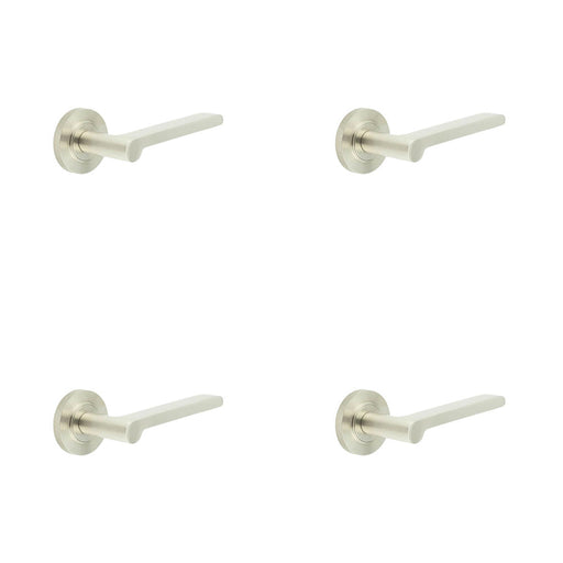 PACK Elegant Satin Nickel Knurled Door Handle Modern Interiors Solid Brass Interior Handle