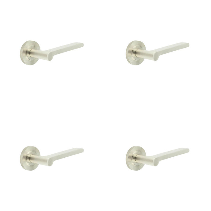 PACK Elegant Satin Nickel Knurled Door Handle Modern Interiors Solid Brass Interior Handle