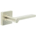Satin Nickel Square Door Handle with Plain Rose Design Solid Brass Interior Handle