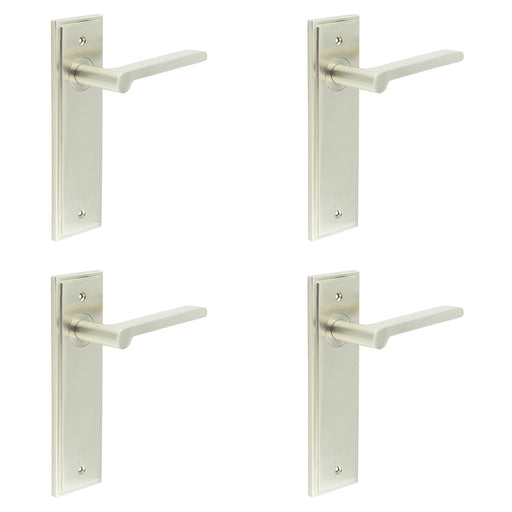 PACK Elegant Satin Nickel Door Handle Latch Backplate Stylish Interiors Solid Brass Interior Handle