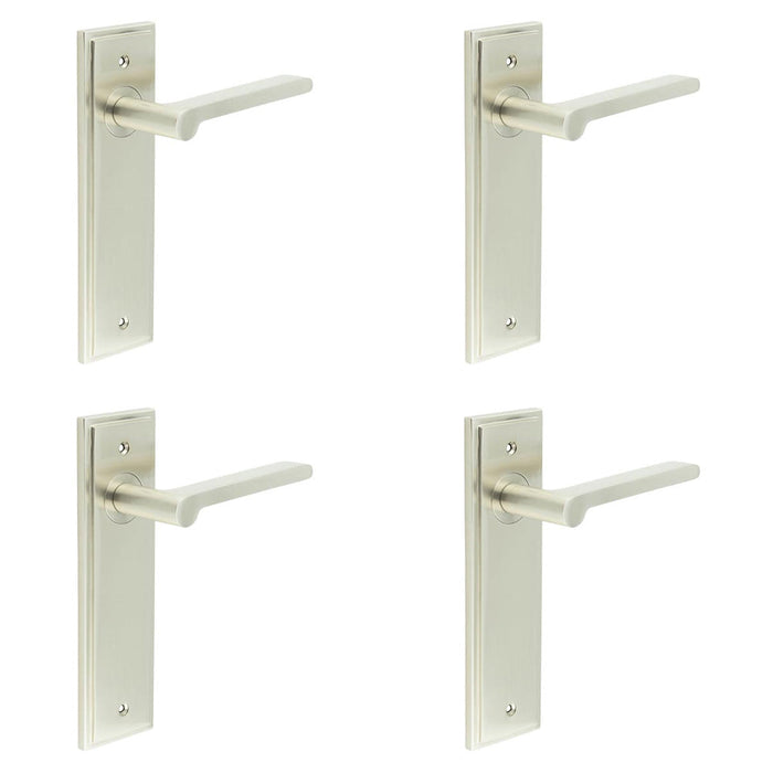 PACK Elegant Satin Nickel Door Handle Latch Backplate Stylish Interiors Solid Brass Interior Handle