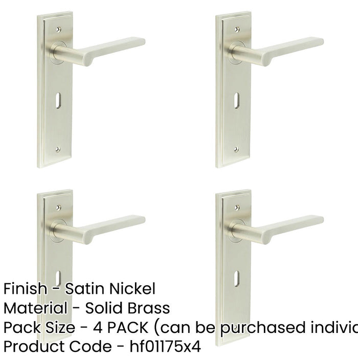 PACK Satin Nickel Door Handle Lock Backplate Elegant Interiors Solid Brass Interior Handle-1