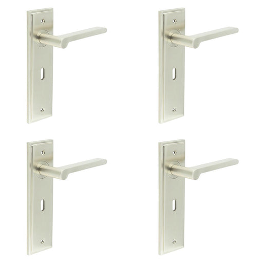 PACK Satin Nickel Door Handle Lock Backplate Elegant Interiors Solid Brass Interior Handle