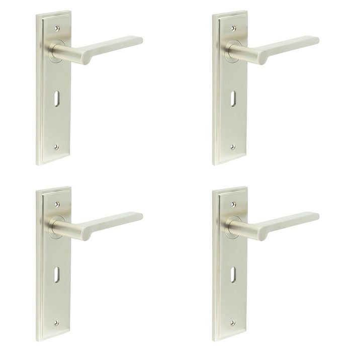 PACK Satin Nickel Door Handle Lock Backplate Elegant Interiors Solid Brass Interior Handle