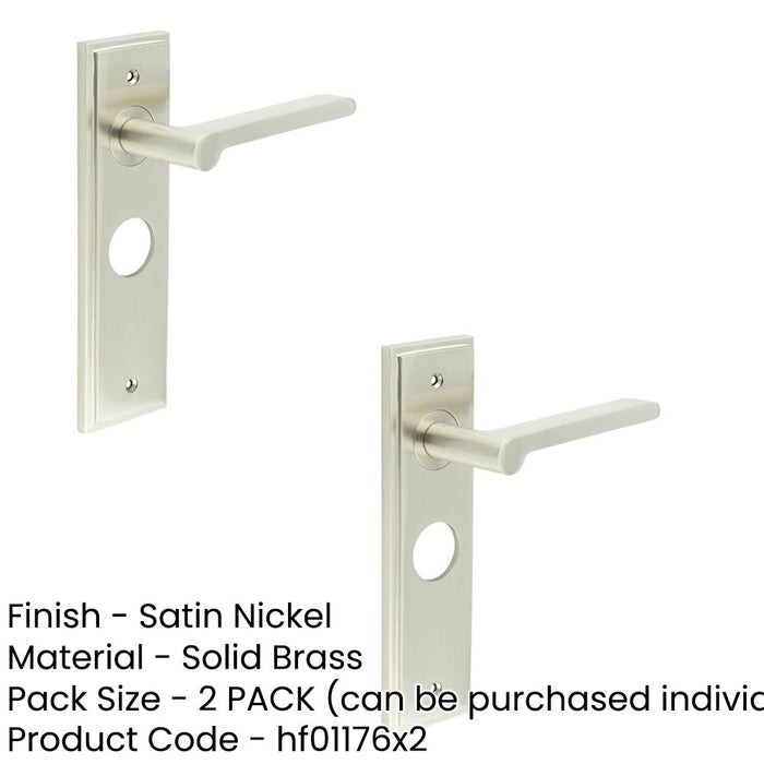 PACK Elegant Satin Nickel Door Handle with Backplate Bathrooms Solid Brass Interior Handle (1)-1