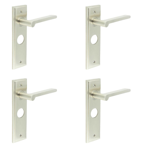 PACK Elegant Satin Nickel Door Handle with Backplate Bathrooms Solid Brass Interior Handle