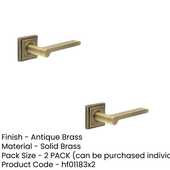 PACK Antique Brass Square Stepped Door Handle Elegant Interiors Solid Brass Interior Handle (2)-1