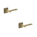 PACK Antique Brass Square Stepped Door Handle Elegant Interiors Solid Brass Interior Handle (2)